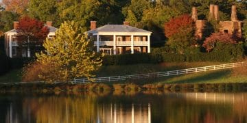 Lake view of the Barboursville Vineyards