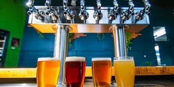 Colorful beers on tap at Rockfish Brewing Co. in Charlottesville, VA